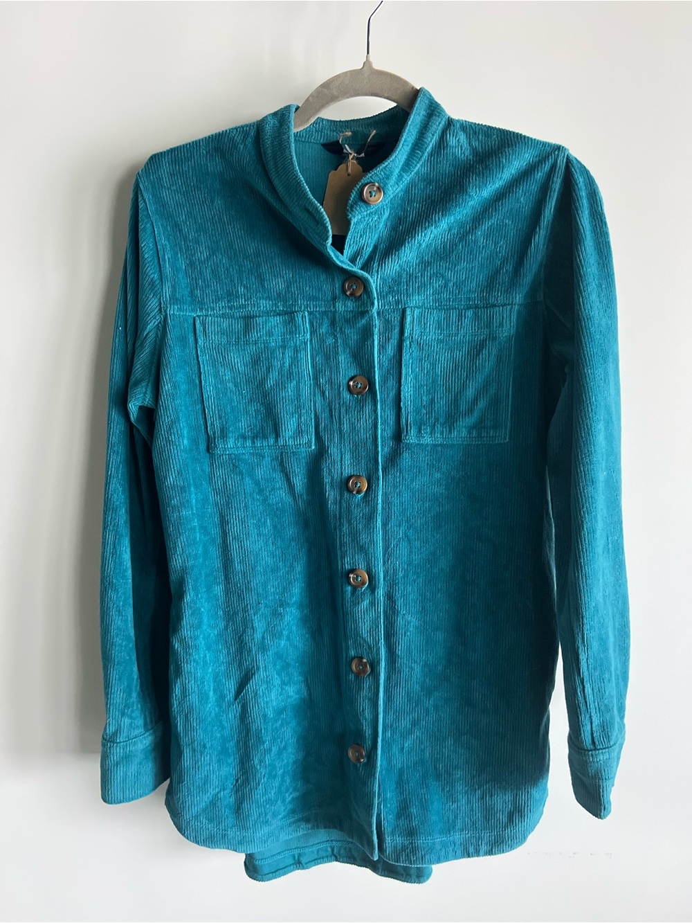 Lands' End Teal Corduroy Button-Front Jacket